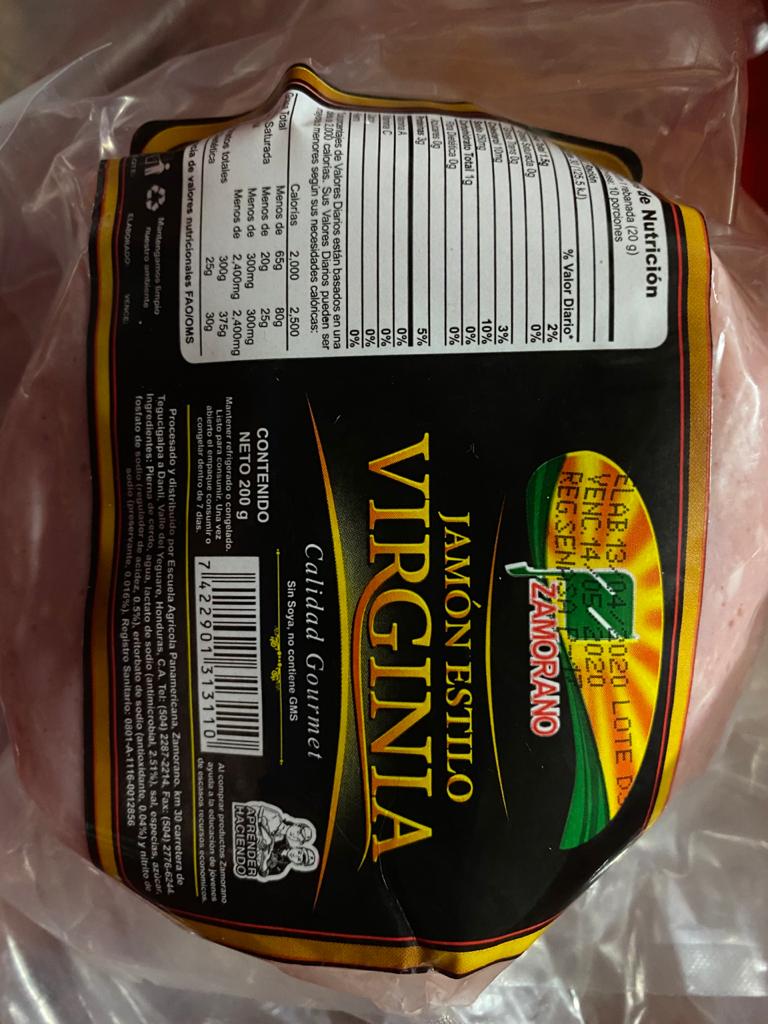 JAMON VIRGINIA PAQUETE DE 200 GRS.